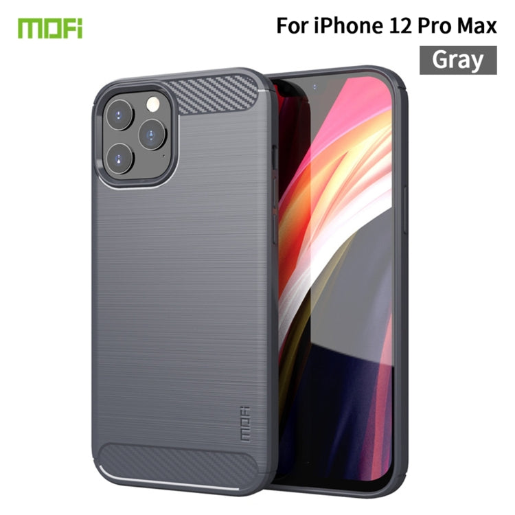 For iPhone 12 Pro Max MOF Gentleness Series Brushed Texture Carbon Fiber Soft TPU Case(Gray) - iPhone 12 Pro Max Cases by MOFI | Online Shopping South Africa | PMC Jewellery