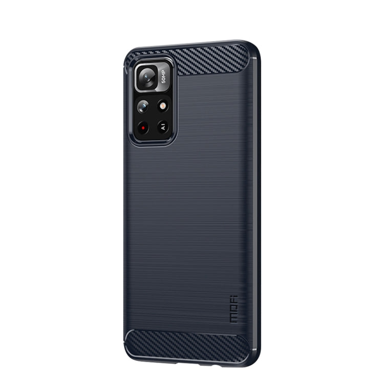 For Xiaomi Redmi Note11 / Poco M4 Pro 5G MOFI Gentleness Series Brushed Texture Carbon Fiber Soft TPU Phone Case(Blue) - Xiaomi Cases by MOFI | Online Shopping South Africa | PMC Jewellery