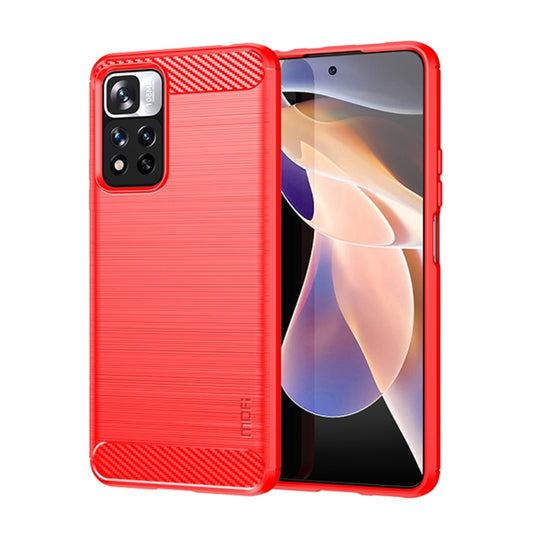 For Xiaomi Redmi Note11 Pro / Note 11 Pro+ MOFI Gentleness Series Brushed Texture Carbon Fiber Soft TPU Phone Case(Red) - Xiaomi Cases by MOFI | Online Shopping South Africa | PMC Jewellery