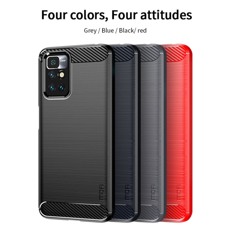 For Xiaomi Redmi 10 / 10 Prime MOFI Gentleness Series Brushed Texture Carbon Fiber Soft TPU Phone Case(Blue) - Xiaomi Cases by MOFI | Online Shopping South Africa | PMC Jewellery