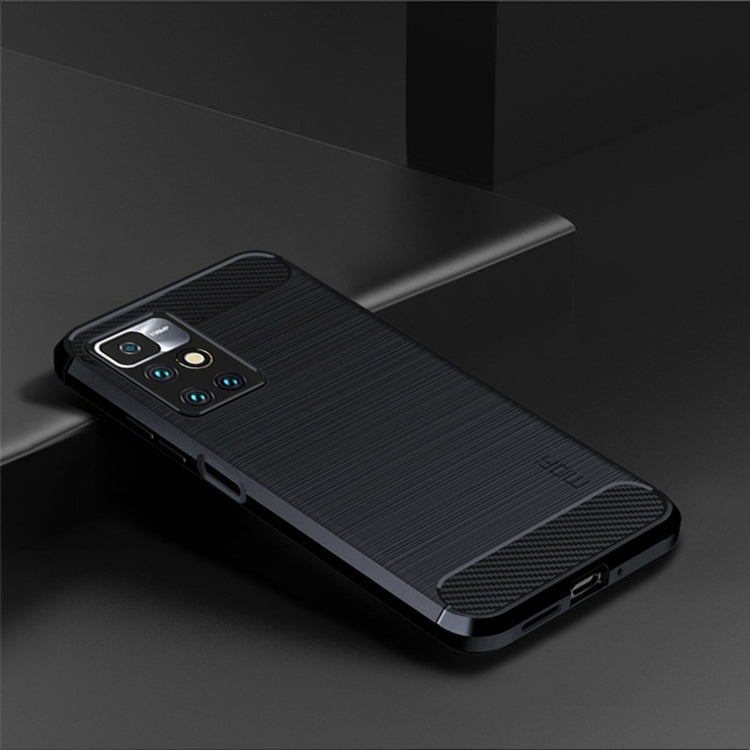 For Xiaomi Redmi 10 / 10 Prime MOFI Gentleness Series Brushed Texture Carbon Fiber Soft TPU Phone Case(Blue) - Xiaomi Cases by MOFI | Online Shopping South Africa | PMC Jewellery