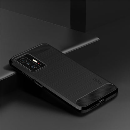 For Xiaomi Mi 11T / 11T Pro MOFI Gentleness Series Brushed Texture Carbon Fiber Soft TPU Phone Case(Black) - Xiaomi Cases by MOFI | Online Shopping South Africa | PMC Jewellery