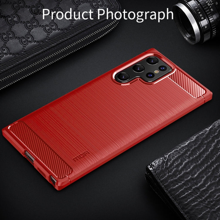 For Samsung Galaxy S22 Ultra 5G MOFI Gentleness Series Brushed Texture Carbon Fiber Soft TPU Case(Red) - Galaxy S22 Ultra 5G Cases by MOFI | Online Shopping South Africa | PMC Jewellery