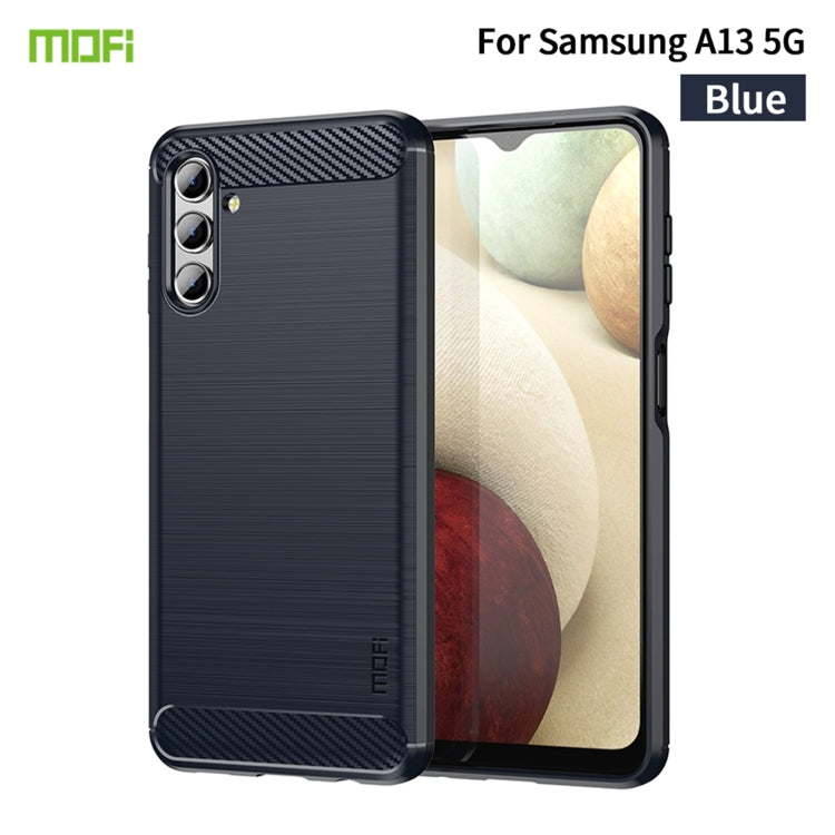 For Samsung Galaxy A13 5G MOFI Gentleness Series Brushed Texture Carbon Fiber Soft TPU Case(Blue) - Galaxy Phone Cases by MOFI | Online Shopping South Africa | PMC Jewellery