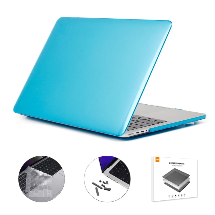 ENKAY Hat-Prince 3 in 1 Crystal Laptop Protective Case + TPU Keyboard Film + Anti-dust Plugs Set for MacBook Pro 14.2 inch A2442 2021, Version:US Version(Light Blue) - MacBook Pro Cases by ENKAY | Online Shopping South Africa | PMC Jewellery | Buy Now Pay Later Mobicred