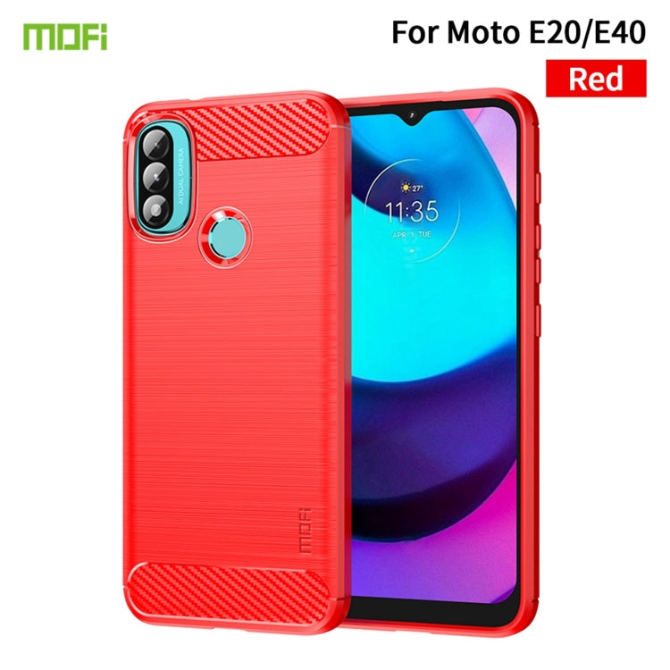 For Motorola Moto E20 / E30 / E40 MOFI Gentleness Series Brushed Texture Carbon Fiber Soft TPU Case(Red) - Motorola Cases by MOFI | Online Shopping South Africa | PMC Jewellery