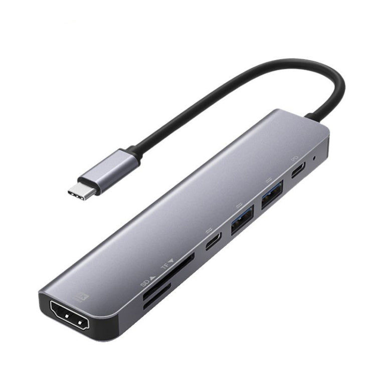 UC902 7-in-1 Multi-function HDMI+SD/TF+USB x 2+Type-C+PD to USB-C / Type-C Aluminum Alloy HUB - USB HUB by PMC Jewellery | Online Shopping South Africa | PMC Jewellery | Buy Now Pay Later Mobicred