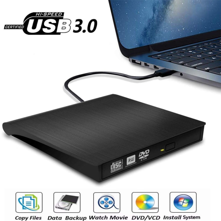 USB 3.0 Brushed External CD / DVD-RW Optical Drive Player - Rewritable Drive by PMC Jewellery | Online Shopping South Africa | PMC Jewellery | Buy Now Pay Later Mobicred