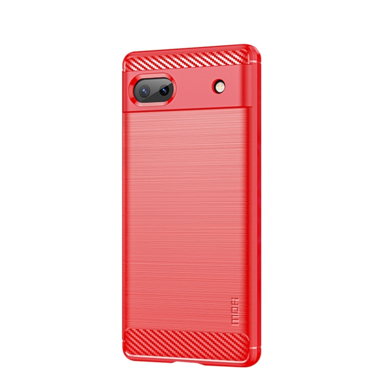 For Google Pixel 6A MOFI Gentleness Brushed Carbon Fiber Soft TPU Case(Red) - Google Cases by MOFI | Online Shopping South Africa | PMC Jewellery