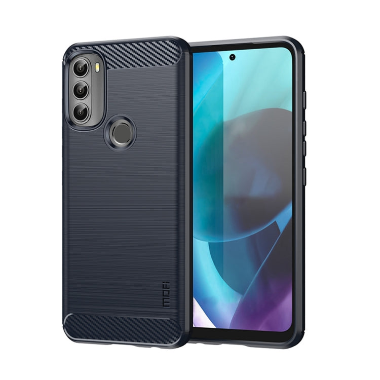 For Motorola Moto G71 5G MOFI Gentleness Brushed Carbon Fiber Soft TPU Case(Blue) - Motorola Cases by MOFI | Online Shopping South Africa | PMC Jewellery