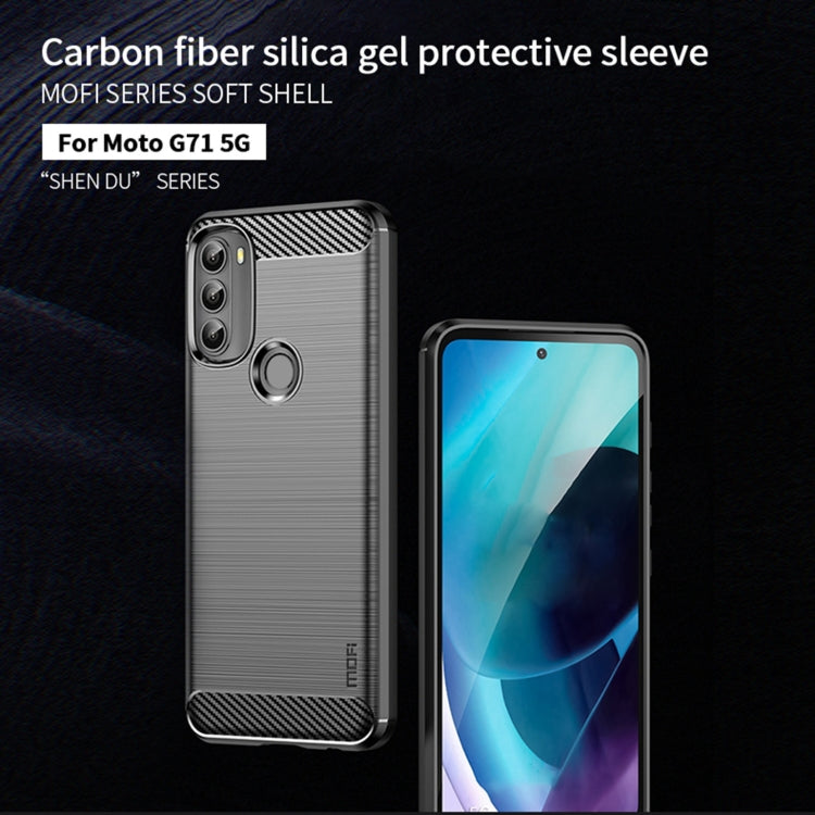 For Motorola Moto G71 5G MOFI Gentleness Brushed Carbon Fiber Soft TPU Case(Gray) - Motorola Cases by MOFI | Online Shopping South Africa | PMC Jewellery