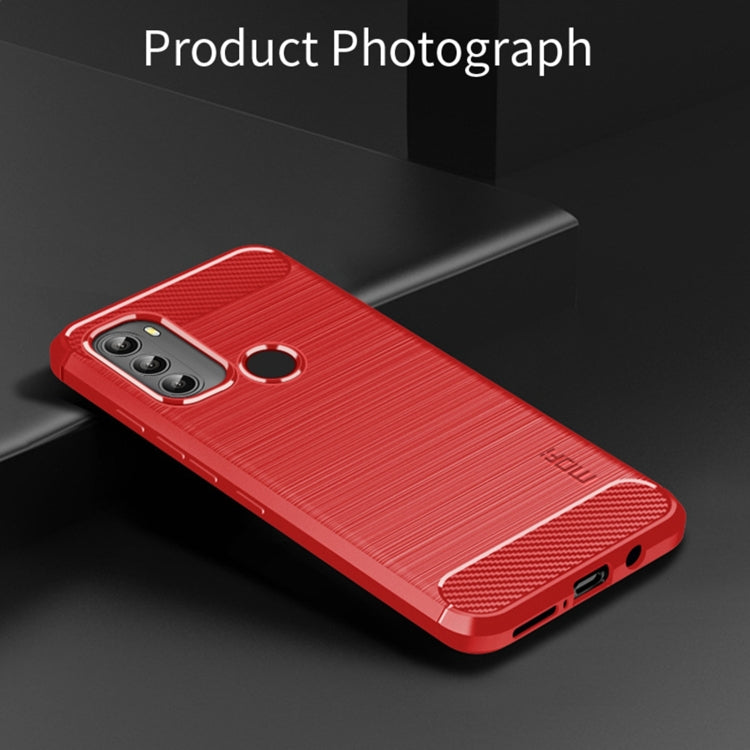 For Motorola Moto G71 5G MOFI Gentleness Brushed Carbon Fiber Soft TPU Case(Red) - Motorola Cases by MOFI | Online Shopping South Africa | PMC Jewellery