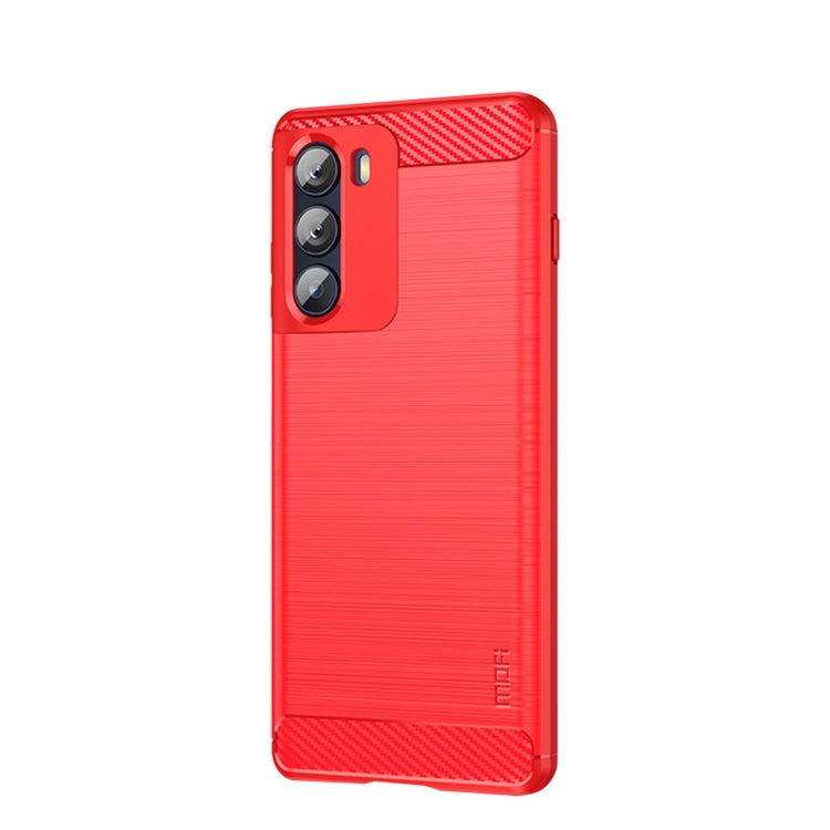 For Motorola Moto G200 5G / Edge S30 MOFI Gentleness Brushed Carbon Fiber Soft TPU Case(Red) - Motorola Cases by MOFI | Online Shopping South Africa | PMC Jewellery