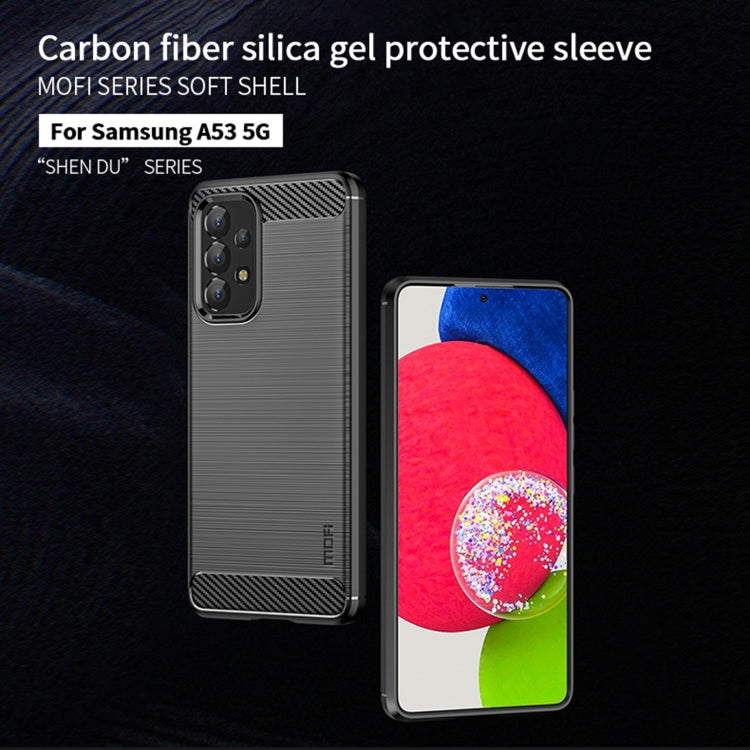 For Samsung Galaxy A53 5G  MOFI Gentleness Brushed Carbon Fiber Soft TPU Case(Blue) - Galaxy Phone Cases by MOFI | Online Shopping South Africa | PMC Jewellery