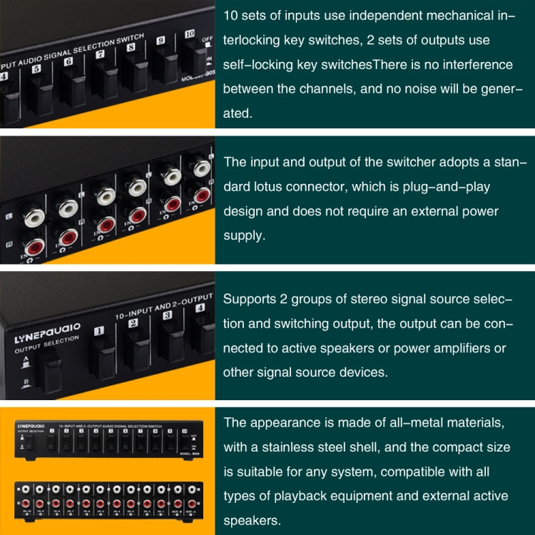 B059 10 In 2 Out / 2 In 10 Out 2-Way RCA Switch Audio Frequency Signal Select Shift Device Loudspeaker Box -  by PMC Jewellery | Online Shopping South Africa | PMC Jewellery | Buy Now Pay Later Mobicred