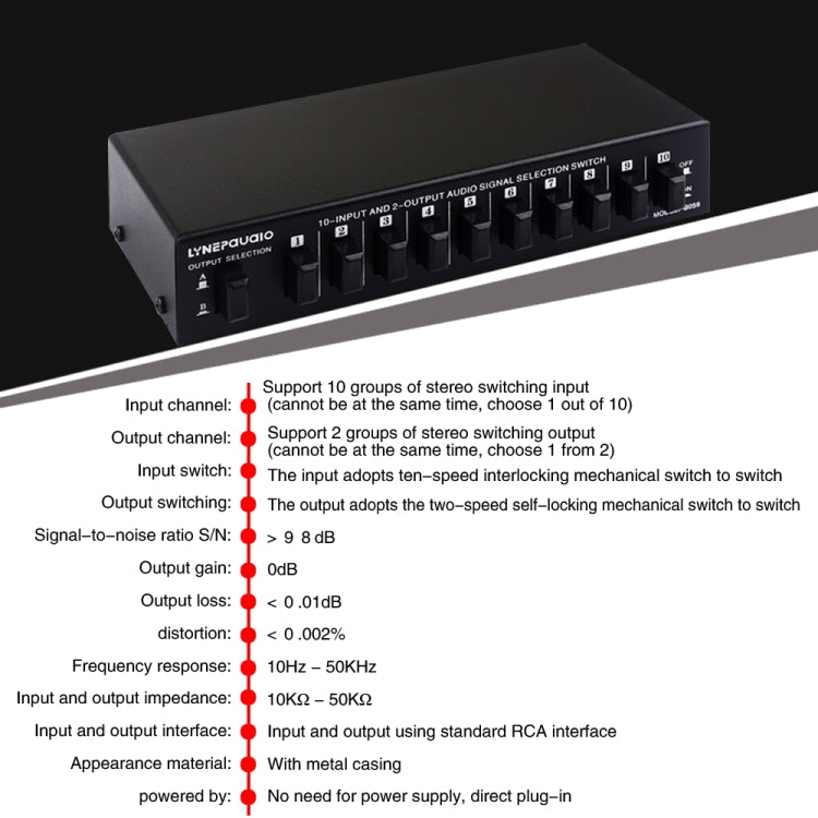 B059 10 In 2 Out / 2 In 10 Out 2-Way RCA Switch Audio Frequency Signal Select Shift Device Loudspeaker Box -  by PMC Jewellery | Online Shopping South Africa | PMC Jewellery | Buy Now Pay Later Mobicred