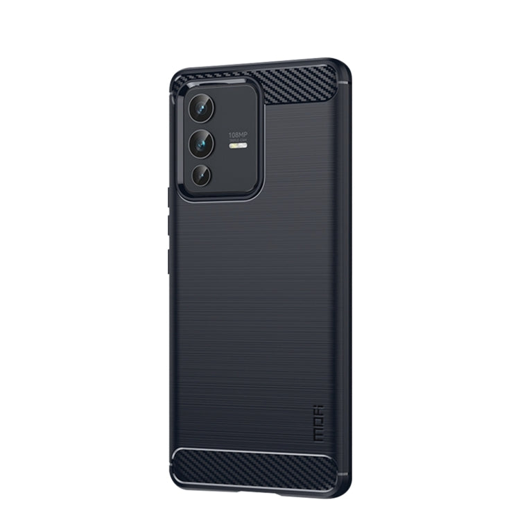 For vivo V23 5G/S12 MOFI Gentleness Series Brushed Texture Carbon Fiber Soft TPU Phone Case(Blue) - vivo Cases by MOFI | Online Shopping South Africa | PMC Jewellery