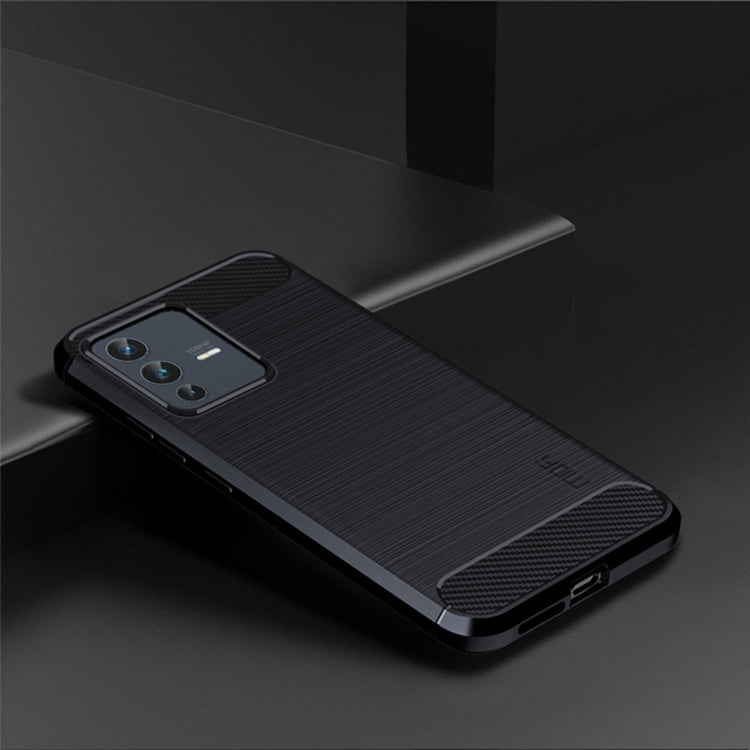 For vivo V23 Pro /S12 Pro MOFI Gentleness Series Brushed Texture Carbon Fiber Soft TPU Phone Case(Blue) - vivo Cases by MOFI | Online Shopping South Africa | PMC Jewellery