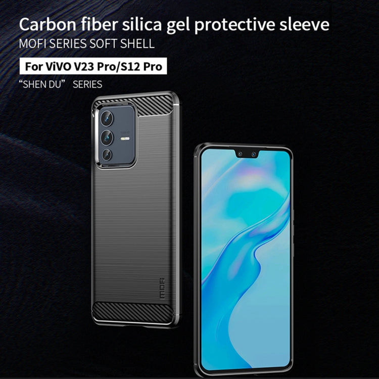 For vivo V23 Pro /S12 Pro MOFI Gentleness Series Brushed Texture Carbon Fiber Soft TPU Phone Case(Blue) - vivo Cases by MOFI | Online Shopping South Africa | PMC Jewellery