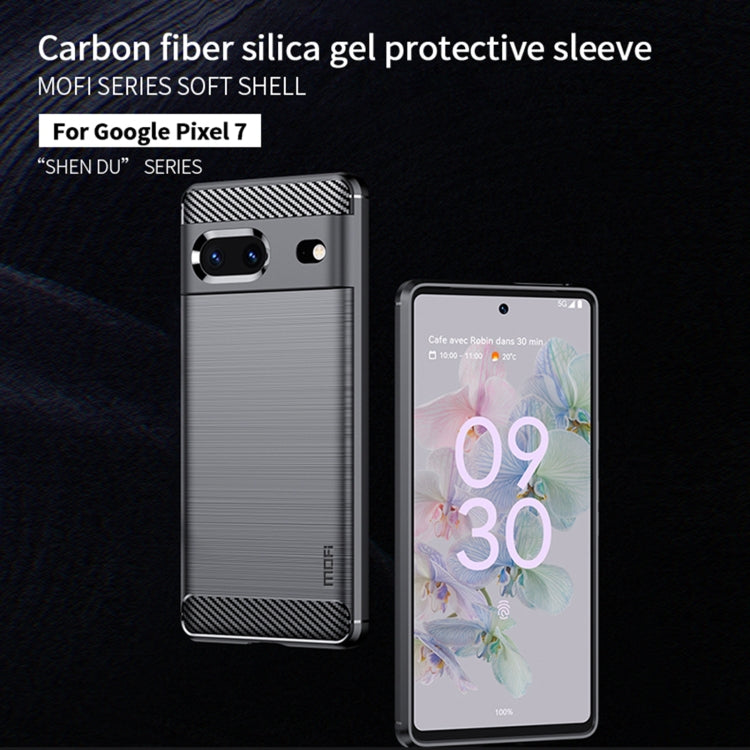 For Google pixel 7 5G MOFI Gentleness Series Brushed Texture Carbon Fiber TPU Phone Case(Black) - Google Cases by MOFI | Online Shopping South Africa | PMC Jewellery