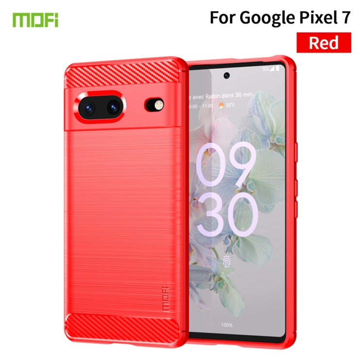 For Google pixel 7 5G MOFI Gentleness Series Brushed Texture Carbon Fiber TPU Phone Case(Red) - Google Cases by MOFI | Online Shopping South Africa | PMC Jewellery