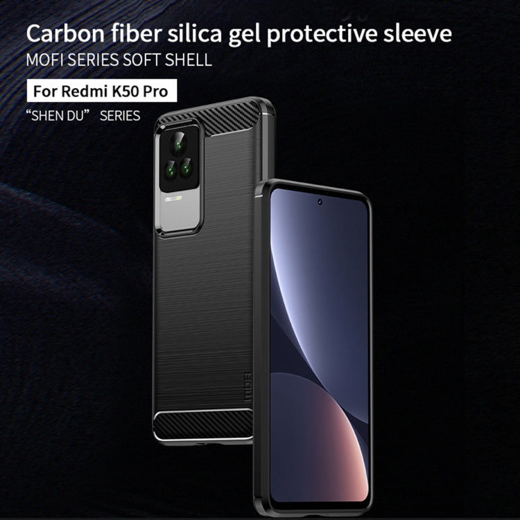 For Xiaomi Redmi K50 / K50 Pro MOFI Gentleness Brushed Carbon Fiber Soft TPU Case(Blue) - Xiaomi Cases by MOFI | Online Shopping South Africa | PMC Jewellery