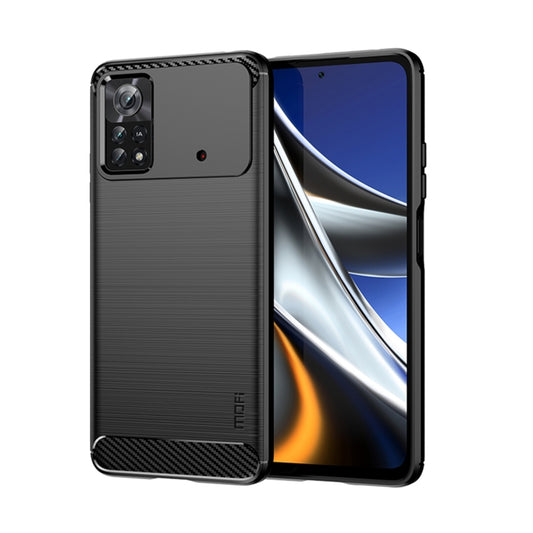 For Xiaomi Poco X4 Pro 5G MOFI Gentleness Brushed Carbon Fiber Soft TPU Case(Black) - Xiaomi Cases by MOFI | Online Shopping South Africa | PMC Jewellery