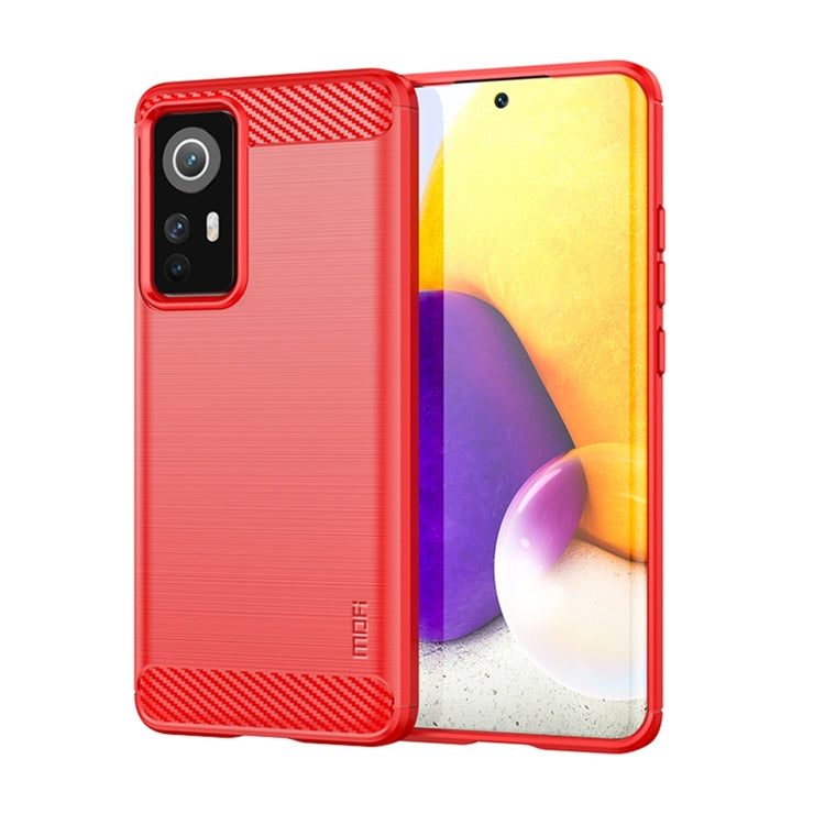 For Xiaomi 12 / 12X MOFI Gentleness Brushed Carbon Fiber Soft TPU Case(Red) - Xiaomi Cases by MOFI | Online Shopping South Africa | PMC Jewellery