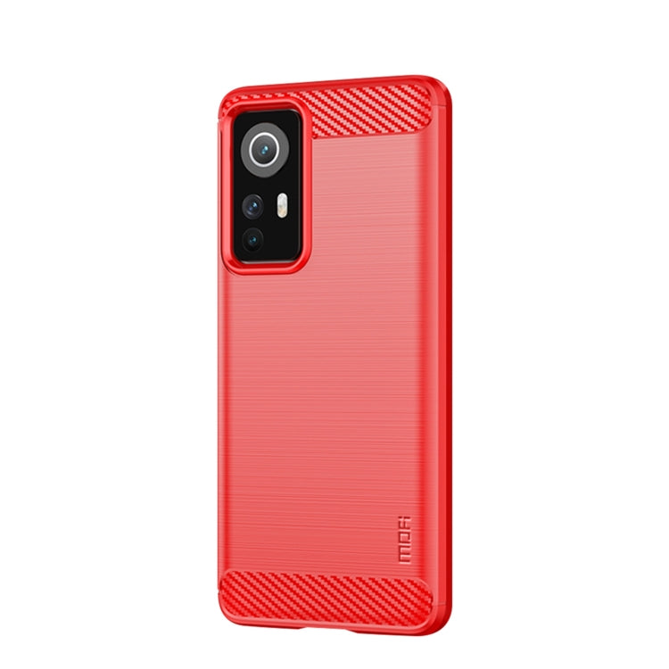 For Xiaomi 12 / 12X MOFI Gentleness Brushed Carbon Fiber Soft TPU Case(Red) - Xiaomi Cases by MOFI | Online Shopping South Africa | PMC Jewellery