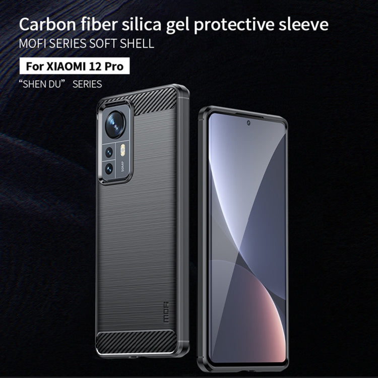 For Xiaomi 12 Pro MOFI Gentleness Brushed Carbon Fiber Soft TPU Case(Blue) - Xiaomi Cases by MOFI | Online Shopping South Africa | PMC Jewellery