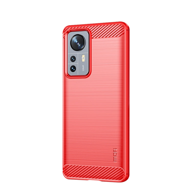 For Xiaomi 12 Pro MOFI Gentleness Brushed Carbon Fiber Soft TPU Case(Red) - Xiaomi Cases by MOFI | Online Shopping South Africa | PMC Jewellery