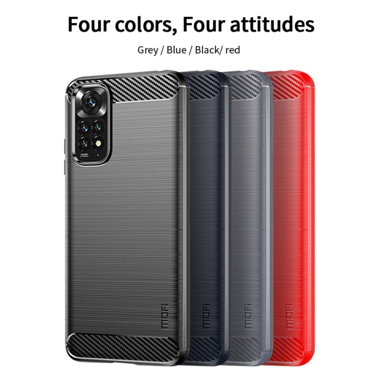 For Xiaomi Redmi Note 11 4G Global / Note 11S 4G MOFI Gentleness Brushed Carbon Fiber TPU Case(Blue) - Xiaomi Cases by MOFI | Online Shopping South Africa | PMC Jewellery