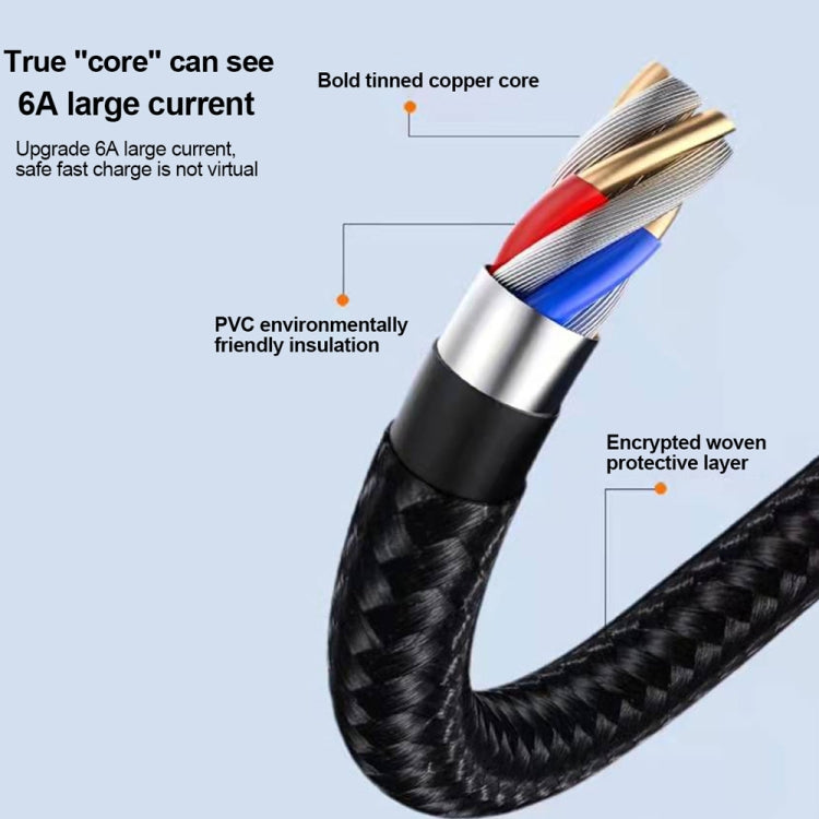 XJ-79 66W 6A 3 in 1 Type-C to 8 Pin + Type-C + Micro USB Super Flash Charging Cable, Length: 1.2m - Multifunction Cable by PMC Jewellery | Online Shopping South Africa | PMC Jewellery | Buy Now Pay Later Mobicred