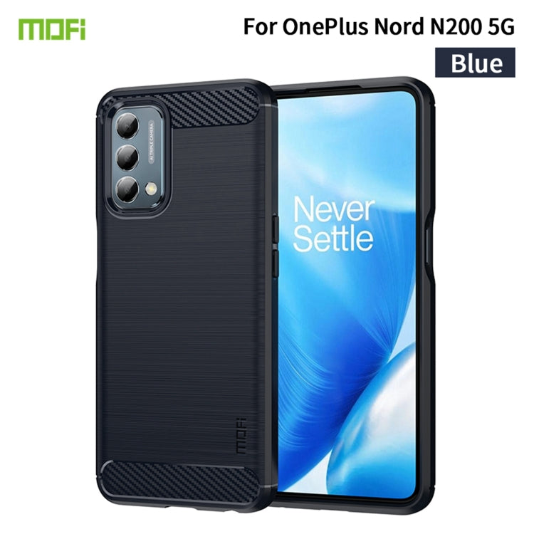 For Oneplus Nord N200 5G MOFI Gentleness Series Brushed Texture Carbon Fiber Soft TPU Phone Case(Blue) - OnePlus Cases by MOFI | Online Shopping South Africa | PMC Jewellery