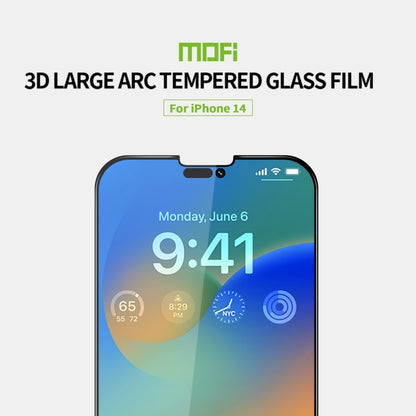 For iPhone 14 MOFI 9H 3D Explosion-proof Curved Screen Tempered Glass Film(Black) - iPhone 14 Tempered Glass by MOFI | Online Shopping South Africa | PMC Jewellery