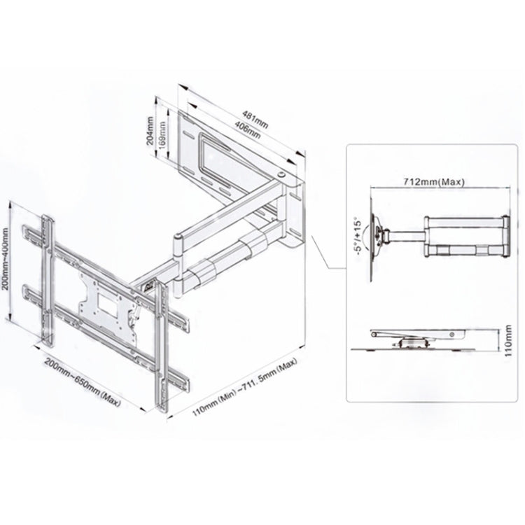 NORTH BAYOU NB SP2 Heavy Duty Arm Swivel Wall Mount  40-70 inch LED LCD TV - TV Brackets & Mounts by PMC Jewellery | Online Shopping South Africa | PMC Jewellery | Buy Now Pay Later Mobicred