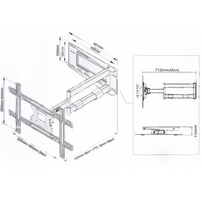 NORTH BAYOU NB SP2 Heavy Duty Arm Swivel Wall Mount  40-70 inch LED LCD TV - TV Brackets & Mounts by PMC Jewellery | Online Shopping South Africa | PMC Jewellery | Buy Now Pay Later Mobicred