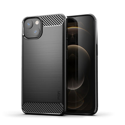 For iPhone 14 MOFI Gentleness Brushed Texture Carbon Fiber TPU Phone Case (Black) - iPhone 14 Cases by MOFI | Online Shopping South Africa | PMC Jewellery