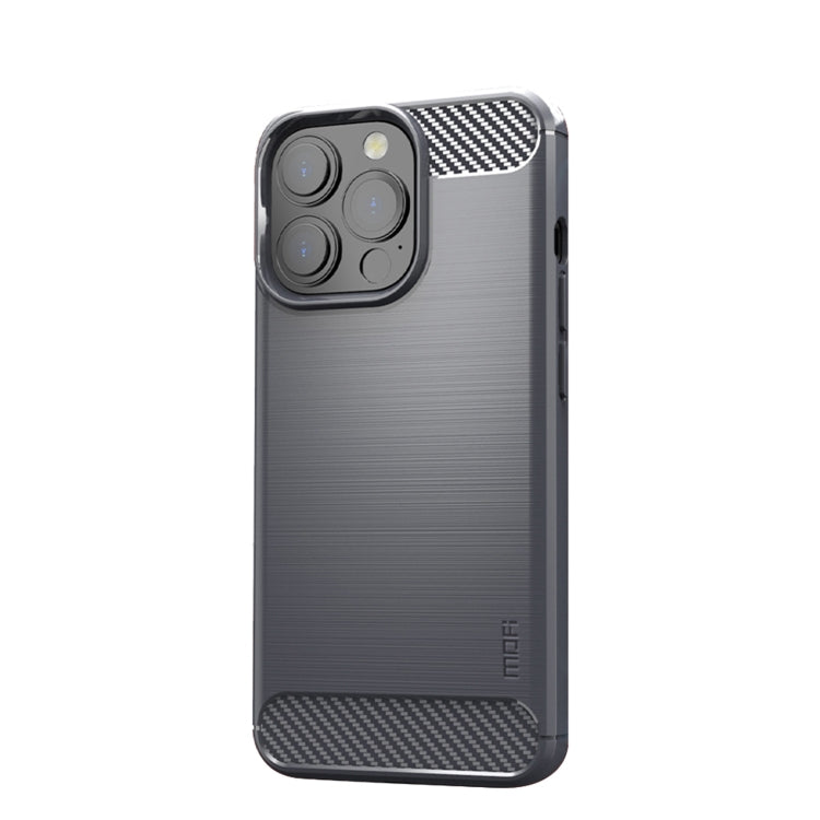 For iPhone 14 Pro MOFI Gentleness Brushed Texture Carbon Fiber TPU Phone Case (Gray) - iPhone 14 Pro Cases by MOFI | Online Shopping South Africa | PMC Jewellery