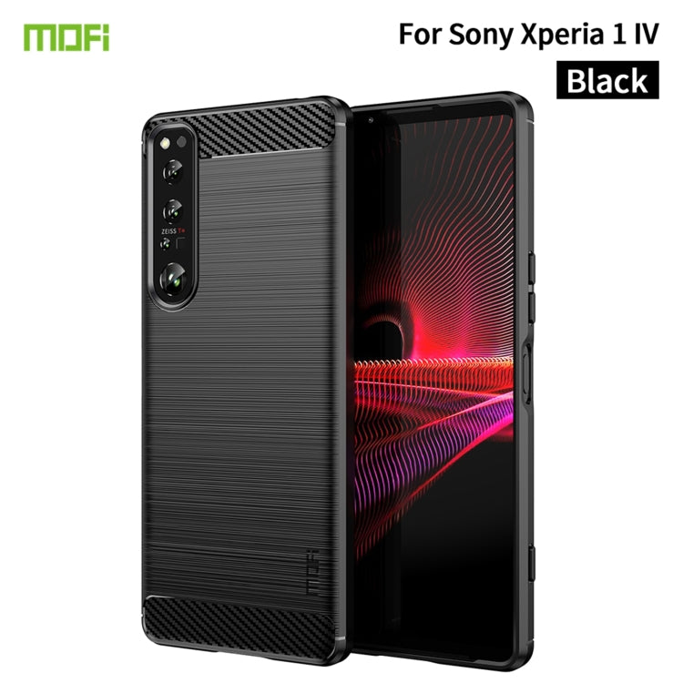 For Sony Xperia 1 IV MOFI Gentleness Series Brushed Texture Carbon Fiber Soft TPU Case(Black) - Sony Cases by MOFI | Online Shopping South Africa | PMC Jewellery