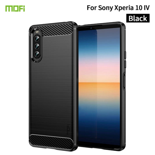 For Sony Xperia 10 IV MOFI Gentleness Series Brushed Texture Carbon Fiber Soft TPU Case(Black) - Sony Cases by MOFI | Online Shopping South Africa | PMC Jewellery