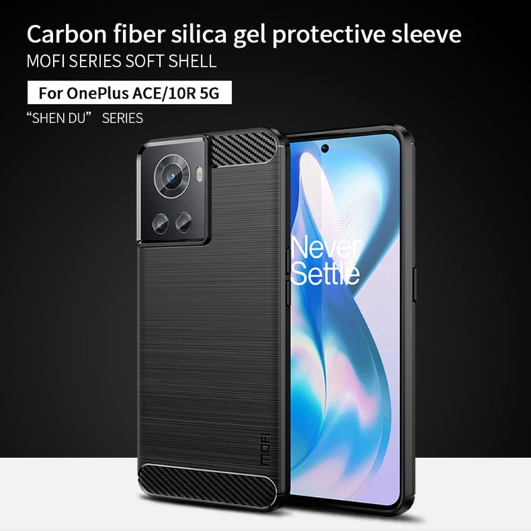 For OnePlus Ace / 10R 5G MOFI Gentleness Series Brushed Texture Carbon Fiber Soft TPU Case(Blue) - OnePlus Cases by MOFI | Online Shopping South Africa | PMC Jewellery