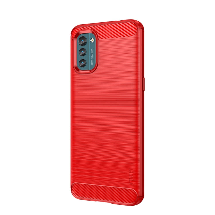 For Nokia G11 / G21 MOFI Gentleness Series Brushed Texture Carbon Fiber Soft TPU Case(Red) - Nokia Cases by MOFI | Online Shopping South Africa | PMC Jewellery