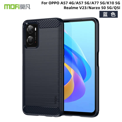 For OPPO A57 4G / A57 5G / A77 5G  MOFI Gentleness Series Brushed Texture Carbon Fiber Soft TPU Case(Blue) -  by MOFI | Online Shopping South Africa | PMC Jewellery