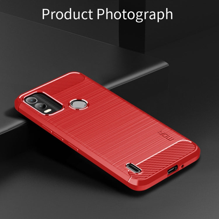 For Nokia C21 Plus MOFI Gentleness Brushed Carbon Fiber Soft TPU Case(Red) - Nokia Cases by MOFI | Online Shopping South Africa | PMC Jewellery