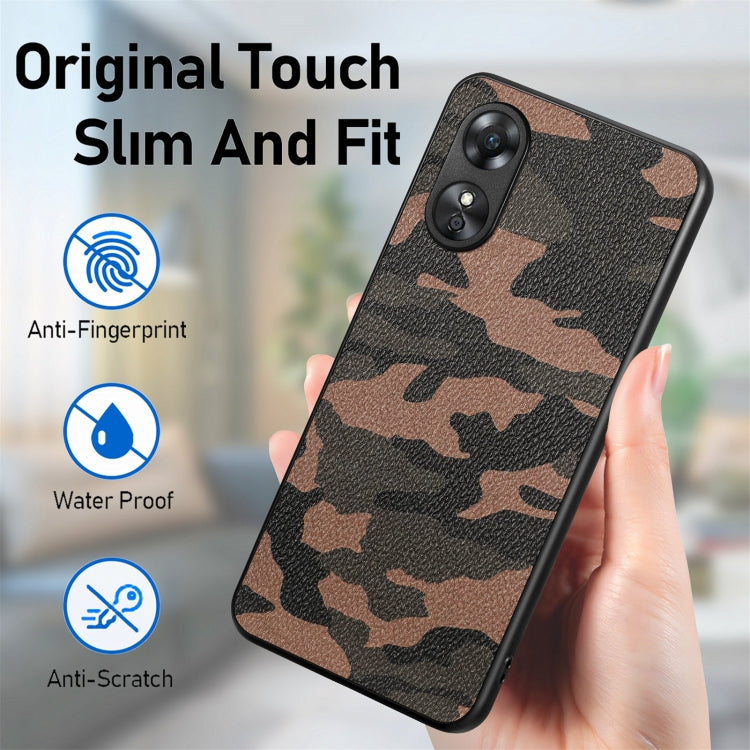 For OPPO A17 Camouflage Leather Back Cover Phone Case(Yellow) - OPPO Cases by PMC Jewellery | Online Shopping South Africa | PMC Jewellery | Buy Now Pay Later Mobicred