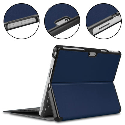 For Microsoft Surface Pro 9 JUNSUNMAY Custer Solid Color 3-Fold Stand Leather Tablet Case(Dark Blue) - Microsoft by JUNSUNMAY | Online Shopping South Africa | PMC Jewellery | Buy Now Pay Later Mobicred