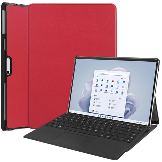 For Microsoft Surface Pro 9 JUNSUNMAY Custer Solid Color 3-Fold Stand Leather Tablet Case(Red) - Microsoft by JUNSUNMAY | Online Shopping South Africa | PMC Jewellery
