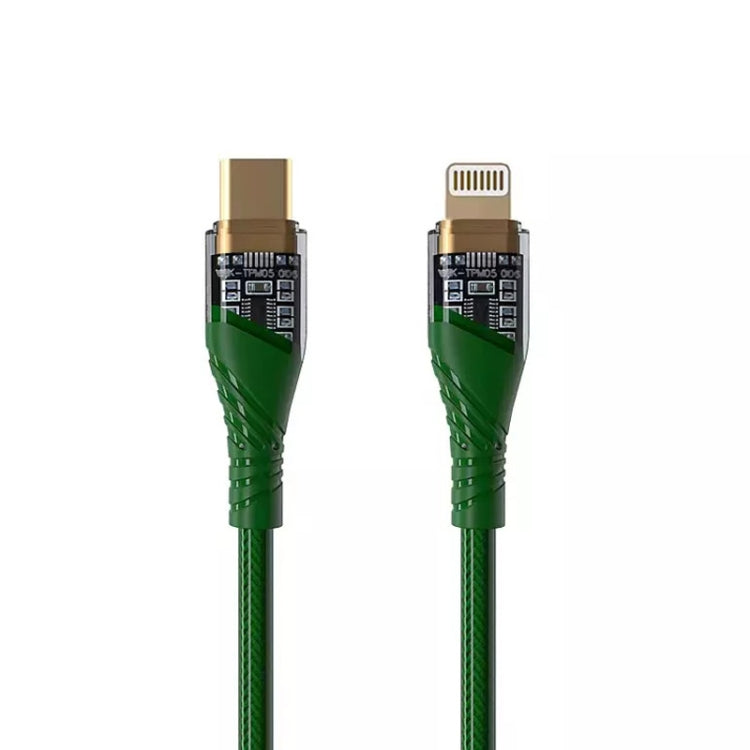 PD30W USB-C / Type-C to 8 Pin Transparent 3A Fast Charging Data Cable, Length: 1m(Green) - 2 in 1 Cable by PMC Jewellery | Online Shopping South Africa | PMC Jewellery | Buy Now Pay Later Mobicred