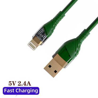 2.4A USB to 8 Pin Transparent Fast Charging Data Cable, Length: 1m(Green) - Normal Style Cable by PMC Jewellery | Online Shopping South Africa | PMC Jewellery | Buy Now Pay Later Mobicred